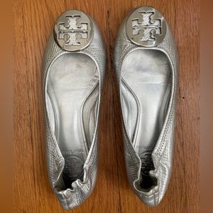 Tory Burch Silver Ballet Flats